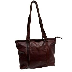 Wild West Tote Bag Womens Medium Brown Good Leather Plaid Lined Shoulder Bag